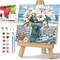 Flowers Paint by Numbers Kit for Adults – 9.84"x9.84" Daisy DIY Acrylic Painting with Frame & Easel – Beginner-Friendly Gift & Home Wall Decor